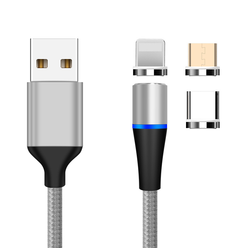 Charging Cable Can Be Charged and Data Transmission Synchronous Fast Charging Cable-Gray Geometry Free 14 Round USB Data Cable